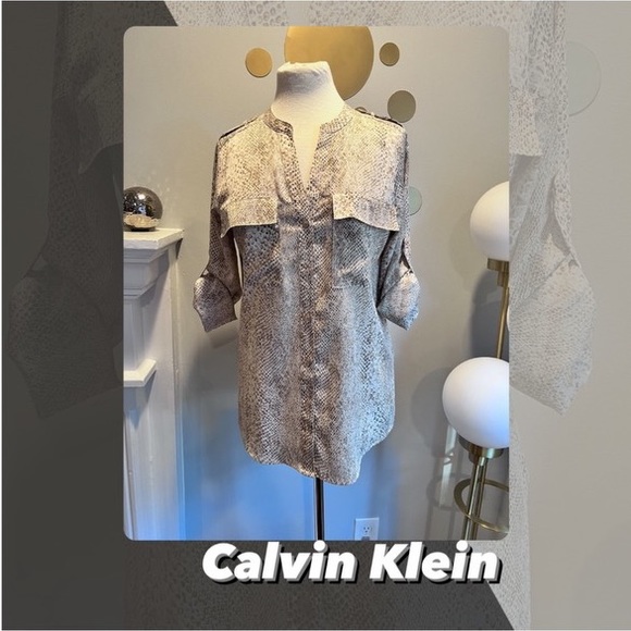 EUC Calvin Klein Snake Print Blouse - Picture 1 of 6